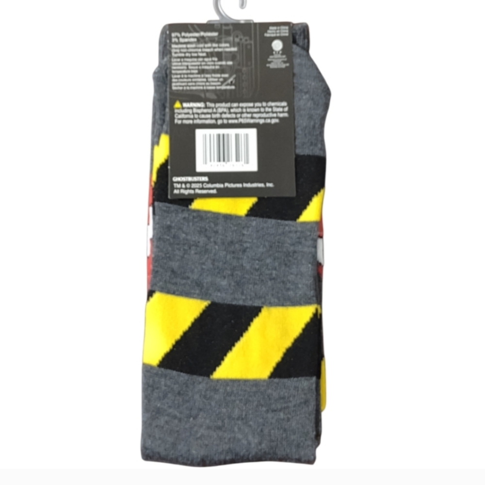 Ghostbusters Crew Socks Mens Unisex Gray Yellow Black Stripe Bundle And Save - Picture 2 of 4